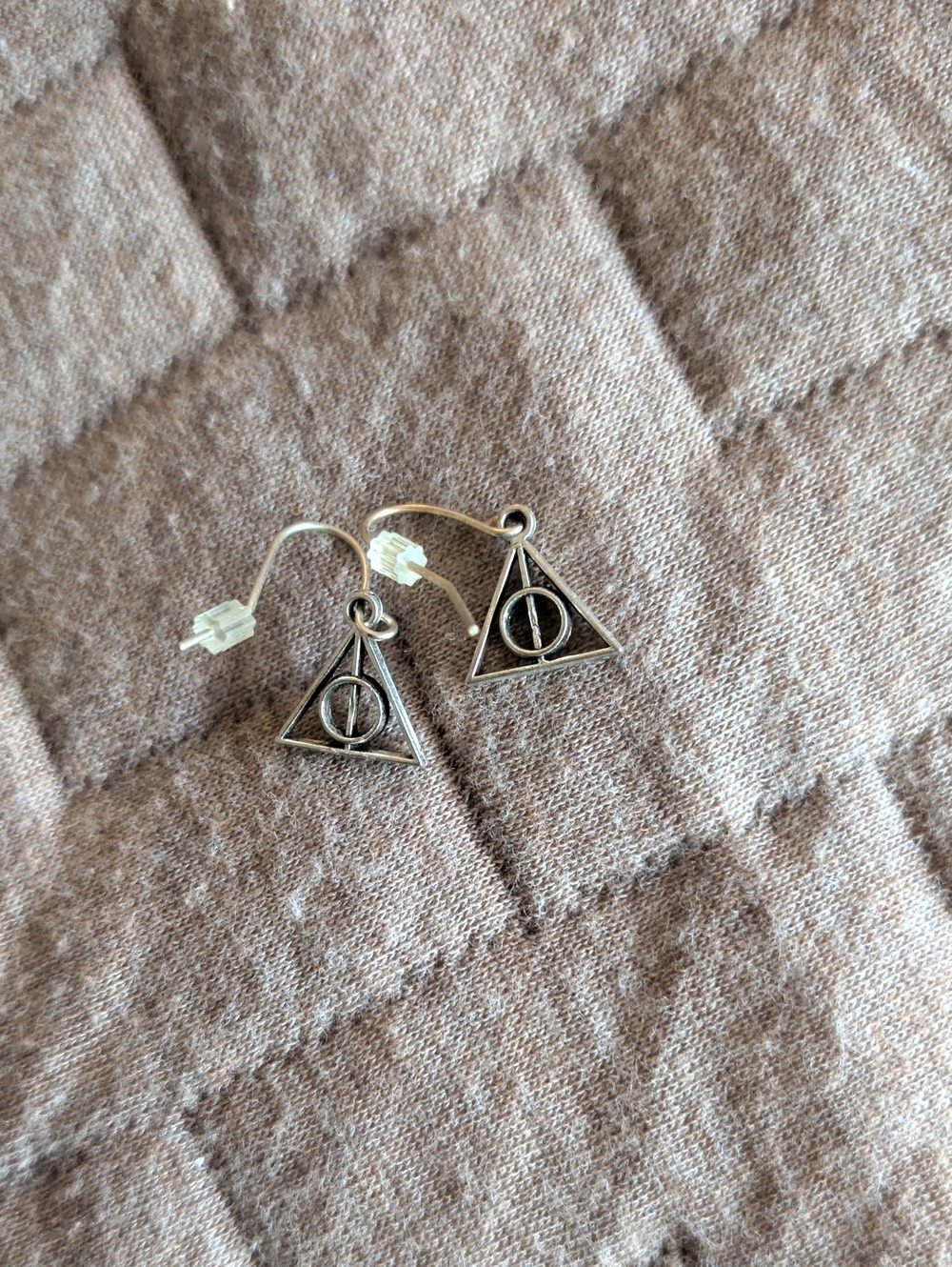 Silver-toned Deathly Hallows Earrings